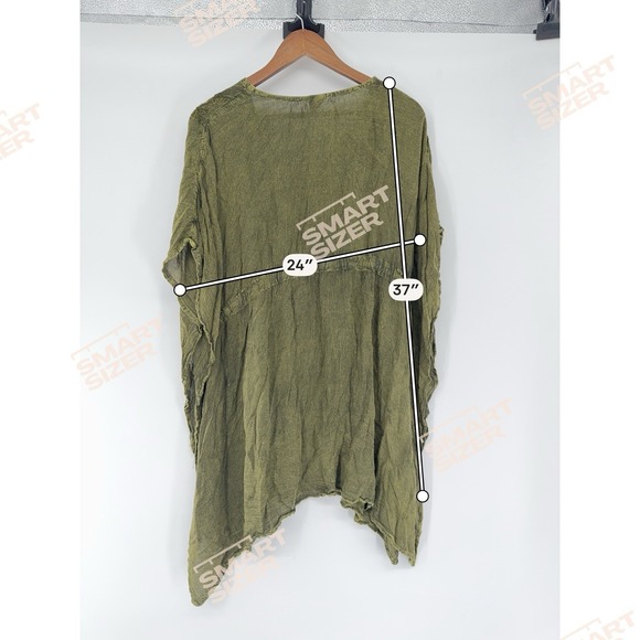 Tie Dye Poncho Top embroidered Green Festival Boho Hippie Beach coverup goblin - Picture 5 of 9